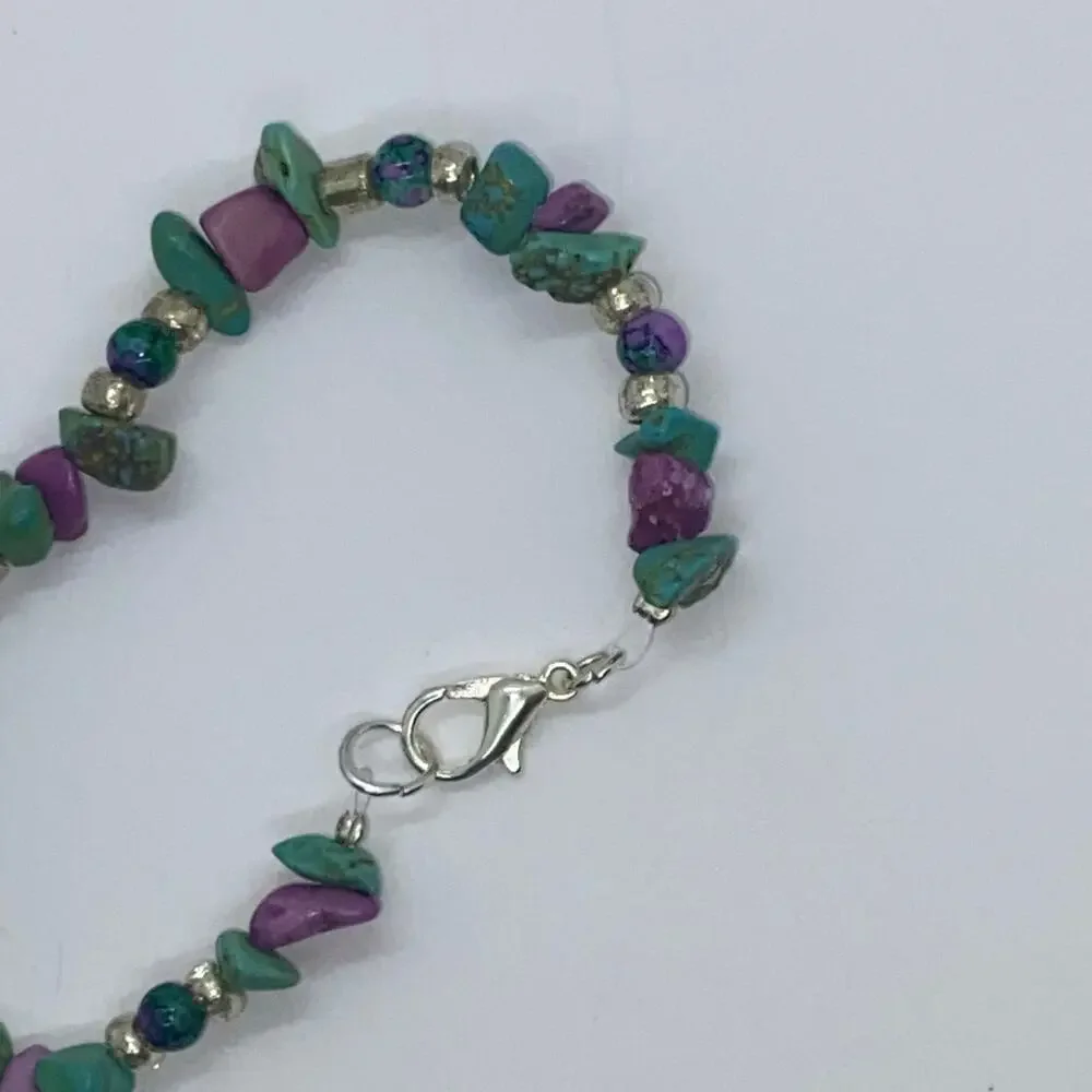 Girls Handmade Rock Beaded Green Elephant Necklace